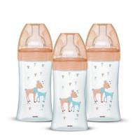 Set van 3 Dodie Anti -Color Biberons Sensation+ - Glas - 270 ml - 0-6 maanden - Vlakke fopspeen - Depit 2