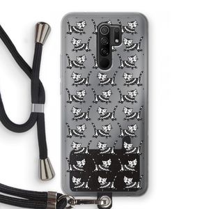 Zwarte poes: Xiaomi Redmi 9 Transparant Hoesje met koord