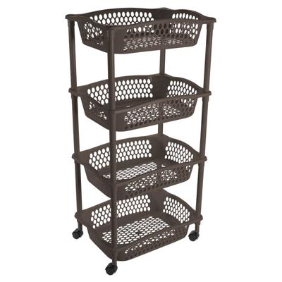 Keuken opberg trolley - 4 manden - cappuccino bruin - 86 x 41 cm - roltafel