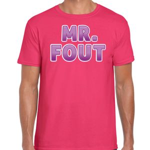 Verkleed t-shirt voor heren - Mr. Fout - roze/paars - carnaval