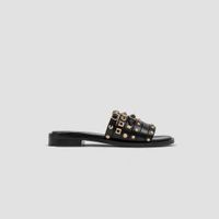 Bronx Thrill leren slippers met studs zwart/goud - thumbnail