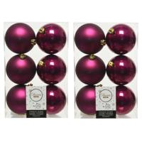 Decoris Kerstballen - 12x st - framboos roze - D8 cm - kunststof - kerstversiering