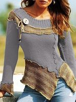 Crew Neck Shift Long Sleeve Sweater