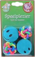 Kattenspeelgoed blisterpak a 4 2x smiley met 2x knoopbal - Gebr de boon