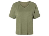 esmara Dames linnen t-shirt (XS (32/34), Olijfgroen) - thumbnail