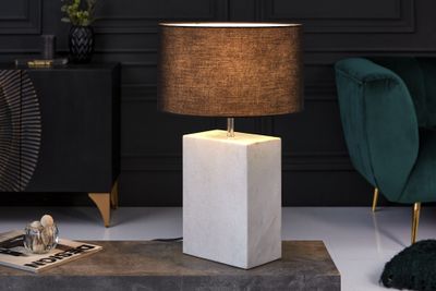 Design tafellamp NOBLE 55cm wit marmeren voet stoffen kap - 40903