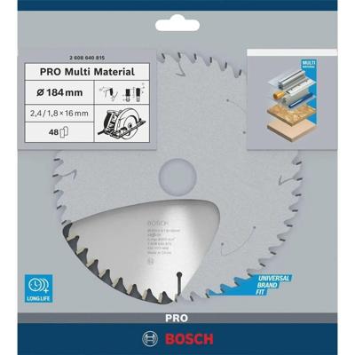 Bosch Professional Cirkelzaagblad voor Multimaterial | PRO Multi Material | Ø 184mm Asgat 16mm 48T - 2608640815