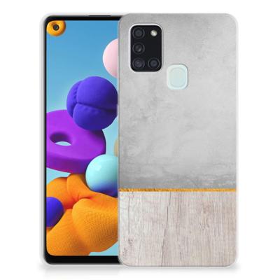 Samsung Galaxy A21s | Bumper Hoesje | Wood Concrete