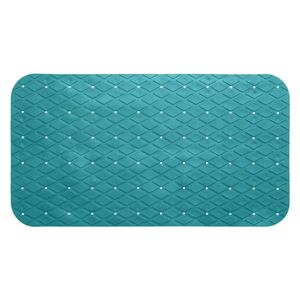 Anti-slip badkamer douche/bad mat turquoise blauw 70 x 35 cm rechthoekig - Badmatjes