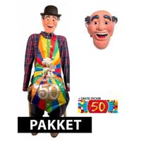 Opblaasbare Abraham tuin pop en masker - 140 cm - 50 jaar geworden - met accessoires