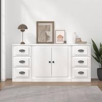 Dressoirs 3 st bewerkt hout wit