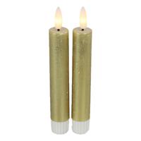 Led dinerkaarsen - 2x st- goud -H15cm - afstandsbediening-timer-dimmer - thumbnail