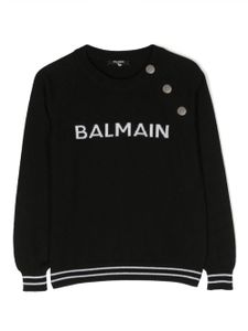 Balmain Kids pull à logo intarsia - Noir