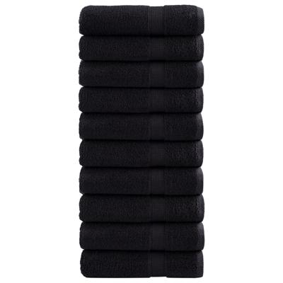 VidaXL Badhanddoeken solund 10 st 600 g/m² 70x140 cm zwart