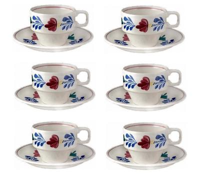 Boerenbont Kop en schotel stapelbaar 200ml - set van 6 stuks