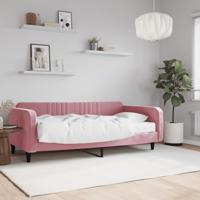 Slaapbank met matras 100x200 cm fluweel roze