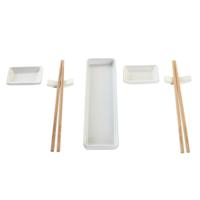 Sushi set DKD Home Decor 24 x 7 x 2 cm Natuurlijk Wit Keramiek Orientaals