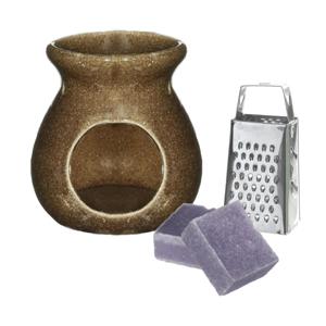 Amberblokjes/geurblokjes cadeauset - lavendel geur - inclusief geurbrander en mini rasp