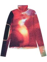 MM6 Maison Margiela t-shirt imprimé à col montant - Rouge