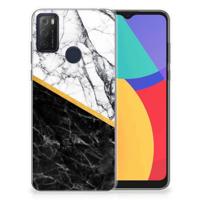 Alcatel 1S (2021) | TPU | Siliconen hoesje | Marmer Wit Zwart - Origineel Cadeau Man