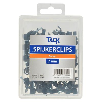 Spijkerclips zwart 7mm 100 stuks