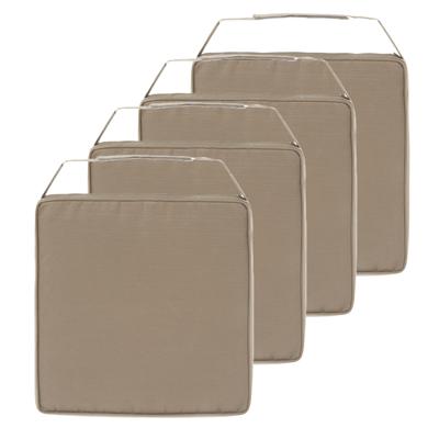 Hespiride Stoelkussen Gerona - 4x - 40 x 40 cm - lichtbruin - polyester - tuinkussen - klittenband