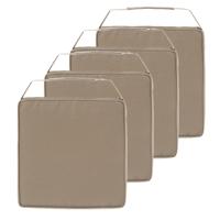 Hespiride Stoelkussen Gerona - 4x - 40 x 40 cm - lichtbruin - polyester - tuinkussen - klittenband