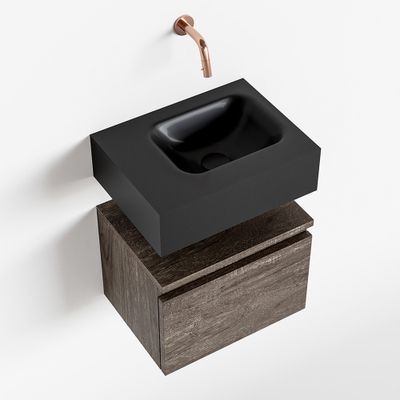 Toiletmeubel Mondiaz Andor | 40 cm | Meubelkleur Dark brown | Lex vrijhangend wastafel Urban Rechts | Zonder kraangat