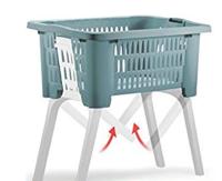 Wasmand op poten blauw 38 liter 39 x 59 x 29 cm kunststof