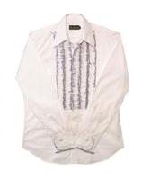 Ruffles Shirt White with Grey Ruffles-M | 29% korting