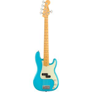 Fender American Professional II Precision Bass V MN Miami Blue 5-snarige elektrische basgitaar met koffer