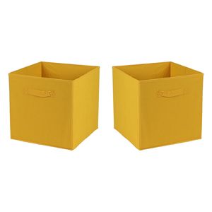 Opbergmand/kastmand Square Box - 2x - karton/kunststof - 29 liter - oker geel - 31 x 31 x 31 cm