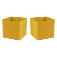 Opbergmand/kastmand Square Box - 2x - karton/kunststof - 29 liter - oker geel - 31 x 31 x 31 cm