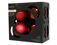 Decoris kerstballenset plastic d10cm 4st ossenbloed