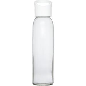 Waterfles - transparant - 500 ml - glas - met schroefdop - wit handvat - drinkfles