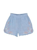 Chloé Kids short en chambray à broderies anglaises - Bleu - thumbnail