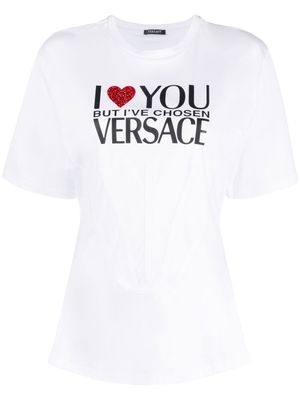 Versace t-shirt à slogan imprimé - Blanc