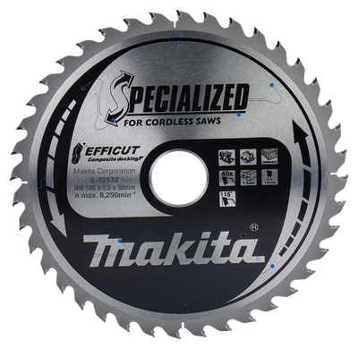 Makita Accessoires Cirkelzaagblad WPC | Efficut 185x30x1,5 40T 15g - E-12170 E-12170