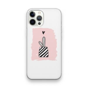 Zwart-wit cactus: iPhone 12 Pro Transparant Hoesje