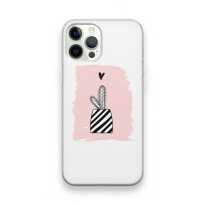 Zwart-wit cactus: iPhone 12 Pro Transparant Hoesje
