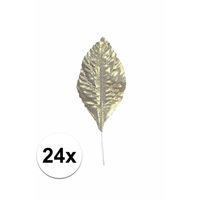 Decoratie bladeren goud 24 stuks   -