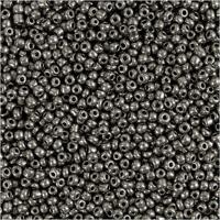 Creativ Company Rocailles, d 1,7 mm, afm 15/0, gatgrootte 0,5-0,8 mm, grey metal, 25 gr/ 1 doos