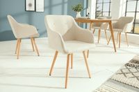 Retro design stoel SCANDINAVIA MEISTERSTÜCK beige met armleuning - 36824 - thumbnail