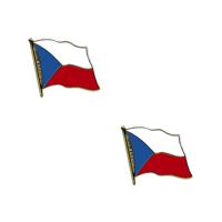 Pin speldje broche - 2x - Vlag Tsjechie - 20 mm - blazer revers pin - landen decoraties