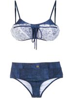 Amir Slama lace applique denim bikini set - Bleu - thumbnail