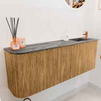 Toiletmeubel Mondiaz Joya Dlux | 111.6 cm | Meubelkleur Oak | Faye wastafel Sombra Wasbak Rechts | 1 kraangat
