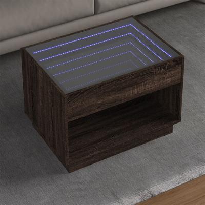 Salontafel met Infinity LED 70x50x50 cm bruin eikenkleurig