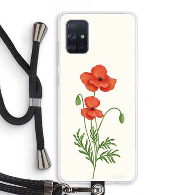 Red poppy: Samsung Galaxy A71 Transparant Hoesje met koord