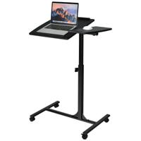 Laptoptafel in Hoogte Verstelbaar Bedtafel met Wielen 64 x 45 x 71-93 cm Zwart