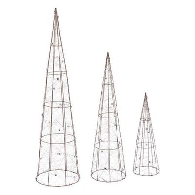 Feeric Christmas LED kegel kerstbomen - set van 3x st - koper - kerstverlichting - lampen
